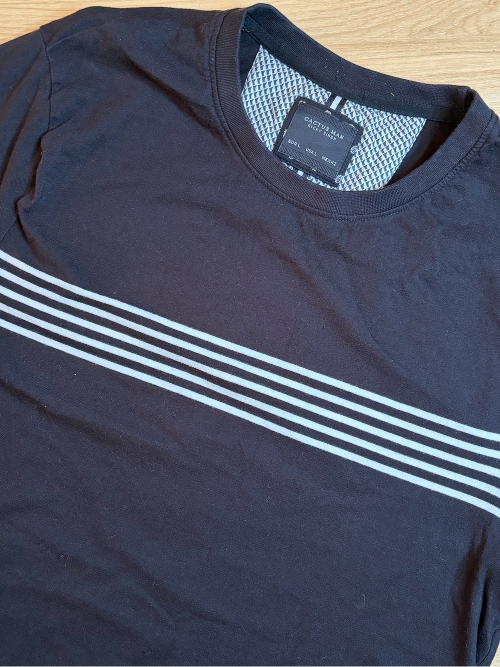 Cactus Man Ricky Singh Black Striped T-Shirt USA L